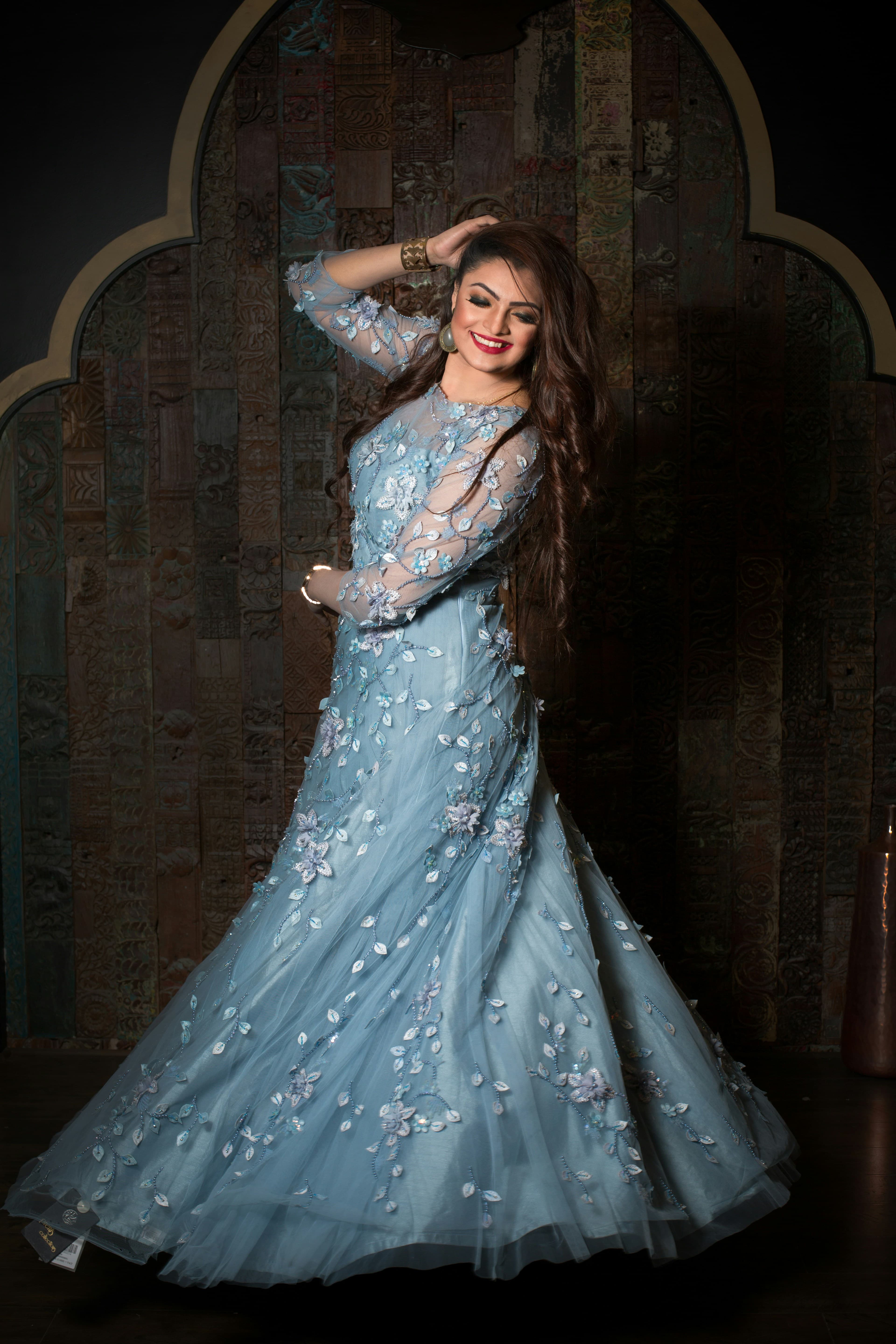 Alternate view of the draped fusion gown