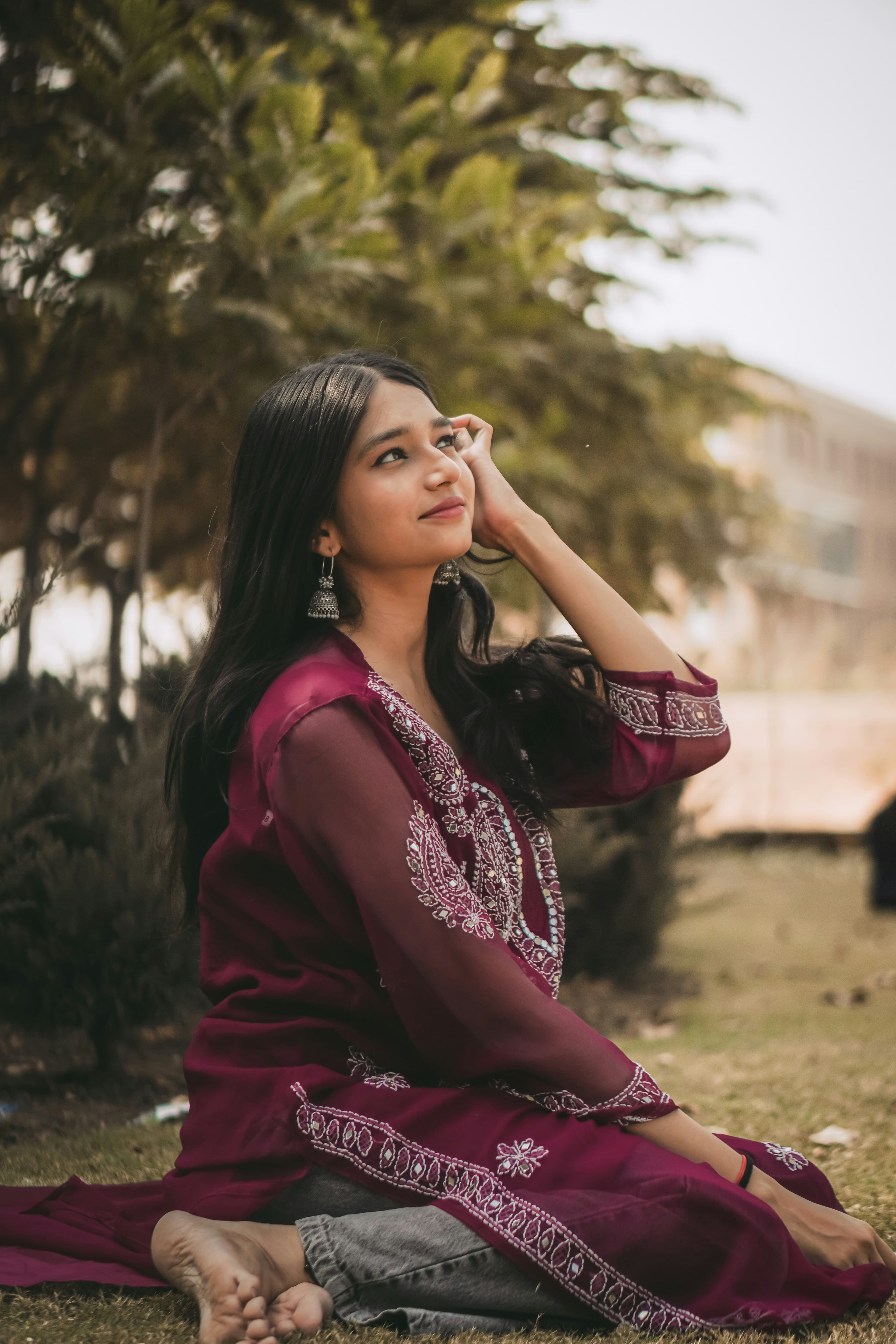 Alternate view of the silk patch kurti set