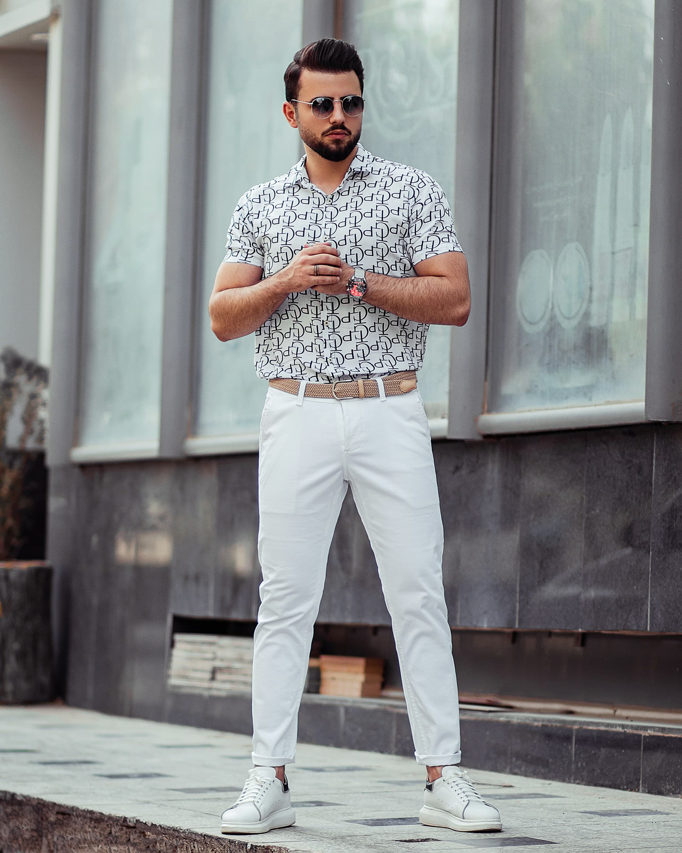 Alternate view of the pleated trousers