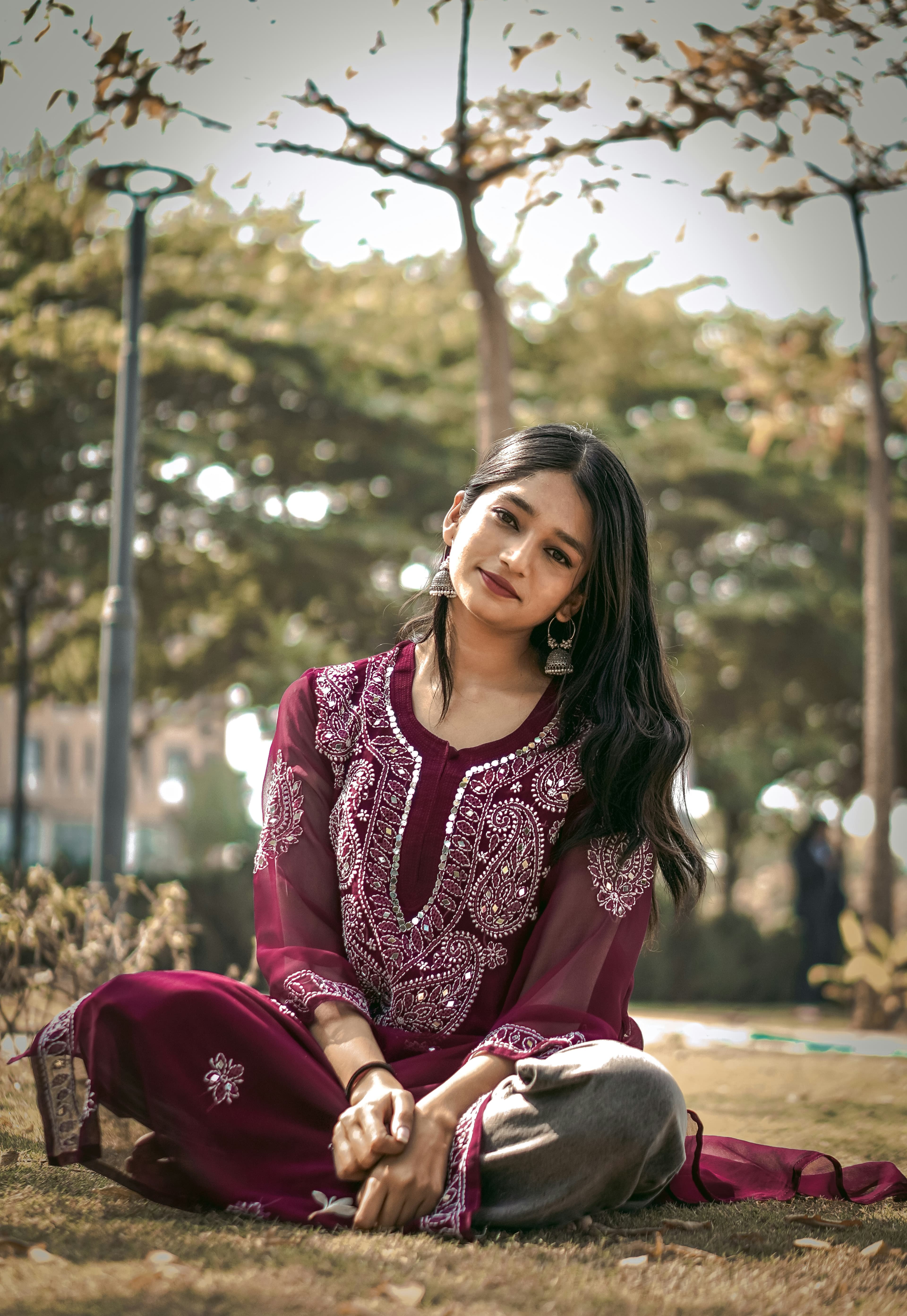 Woman in a flared anarkali kurti set